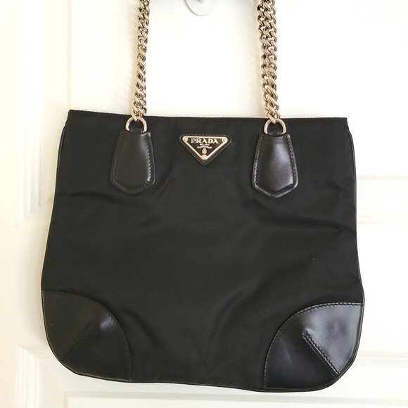 Prada Black Shoulder Bag with Gold Chain - Picture 1 of 16